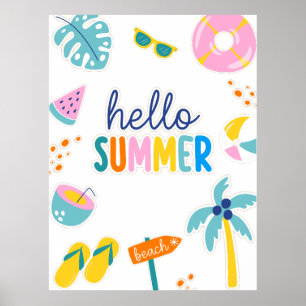 Hallå Sommar Strand Nöje Retro Design Poster