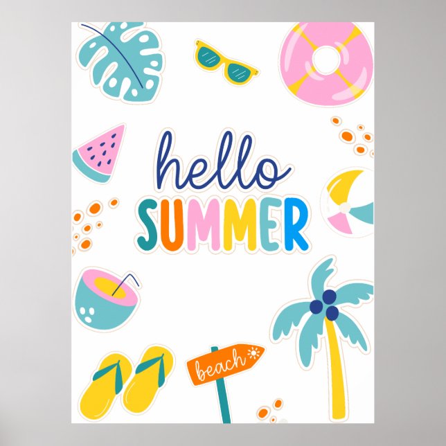 Hallå Sommar Strand Nöje Retro Design Poster (Framsidan)