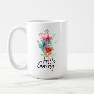 Hallå Vår Akvarell Blommor Kaffe Mugg