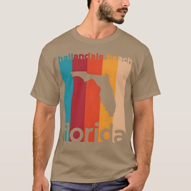 Hallandale Beach Florida Retro 80-tal rolig T Shirt (Framsida)