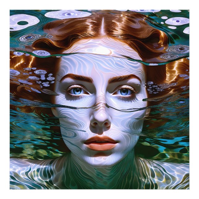 "Hållande av andedräkten" - Kvinnor i Vatten Fototryck (Framsidan)