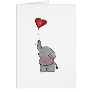 Hållande ballong för elefant hälsningskort