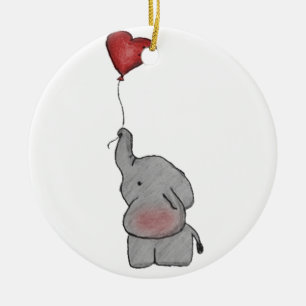 Hållande ballong för elefant julgransprydnad keramik