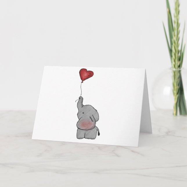 Hållande ballong för elefant kort (Framsida)