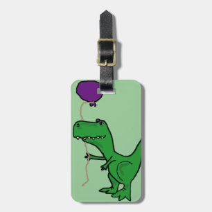Hållande ballong för rolig grön Trex Dinosaur Bagagebricka