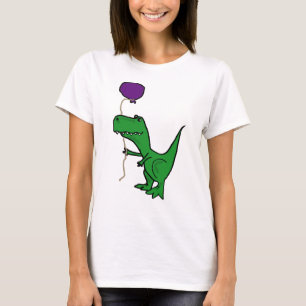Hållande ballong för rolig grön Trex Dinosaur T Shirt