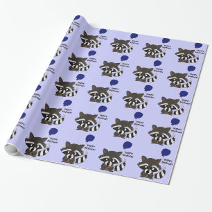 Hållande ballong för rolig Raccoon Presentpapper
