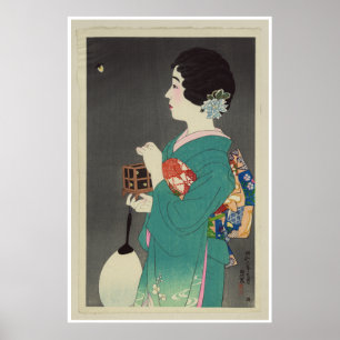 Hållande bur för japansk dam av Fireflies - 1931 Poster