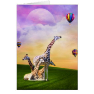 Hållande ögonen på ballonger för giraff hälsningskort