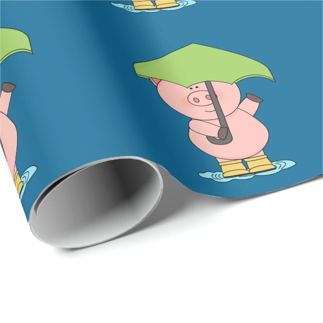 Hållande paraplybaby shower för gullig lite gris presentpapper (Rullad Hörn)