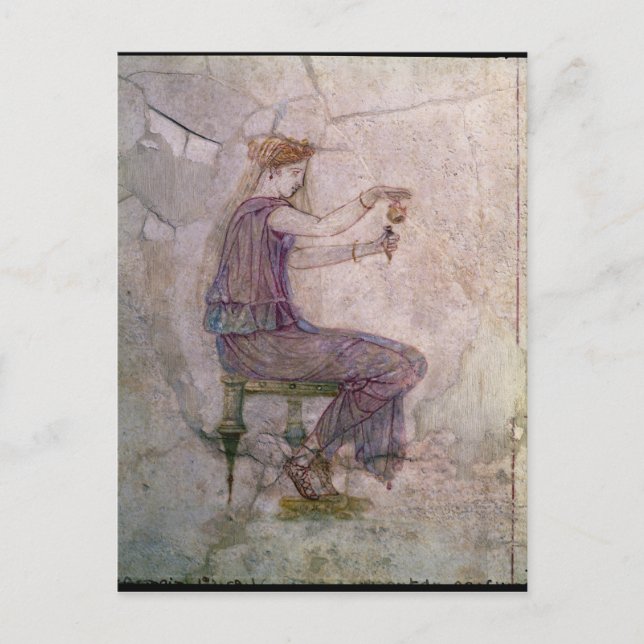 Hällande parfym för kvinna in i en liten medicin vykort (Framsida)