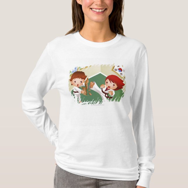 Hållande trä för Karatepojke med another som T Shirt (Framsida)