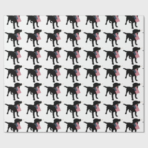 Hållande USA flagga för svart lab hund, 4th av Presentpapper