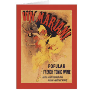 Hällande vin för Vin Mariani dansflicka Hälsningskort