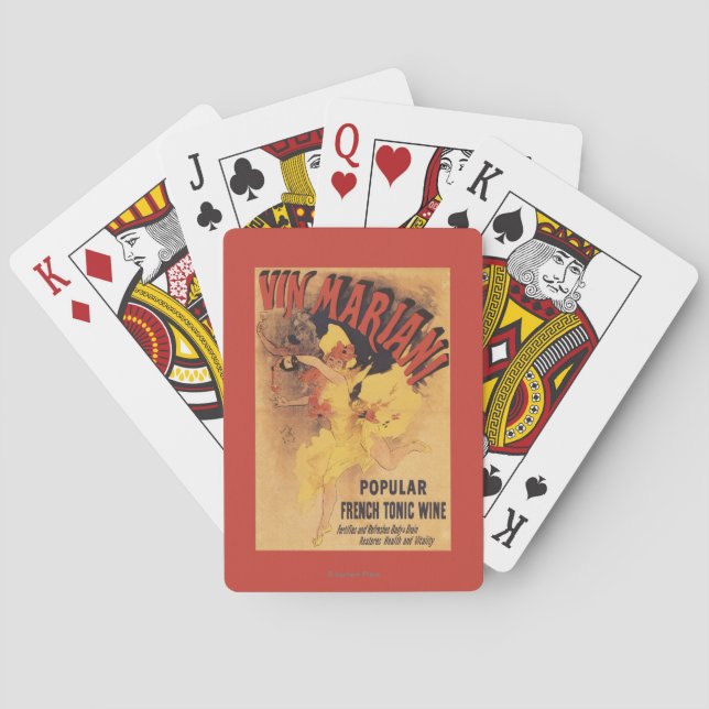 Hällande vin för Vin Mariani dansflicka Kortlek (Baksidan)