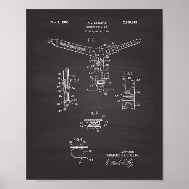 Hållare för en Gun 1960 Patent Art - Blåkopia Poster (Framsidan)