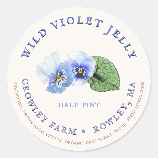 Hållbar etikett för Grown Vild Violet Jelly (Framsida)