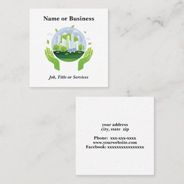 Hållbarhet Fyrkantigt Visitkort (Fram/baksida)