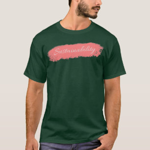Hållbarhet Stegande teckensnitt med röd bakgrund T Shirt