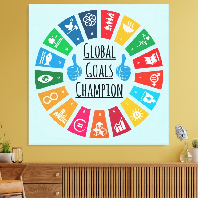 Hållbarhetsmål tävlar om inspirationslyftningar canvastryck (Insitu (Vardagsrum))