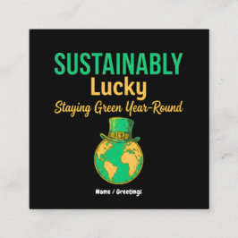 Hållbart Lucky Earth Miljövänlig Grön Livsstil  Fyrkantigt Visitkort