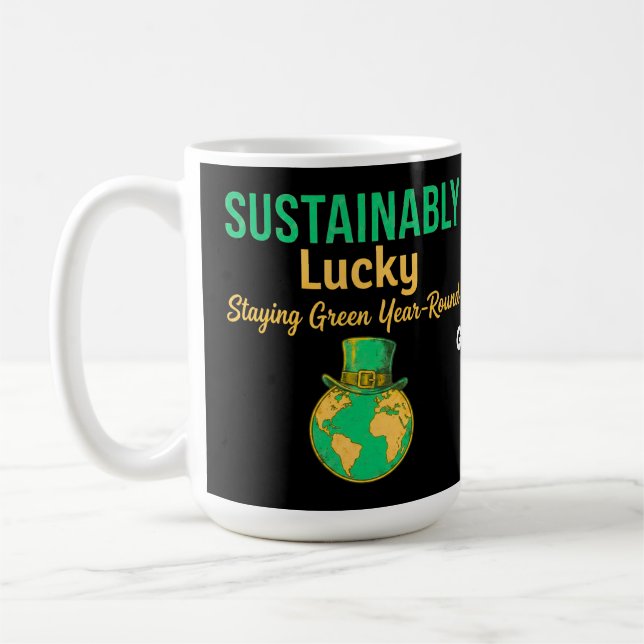 Hållbart Lucky Earth Miljövänlig Grön Livsstil  Kaffemugg (Vänster)