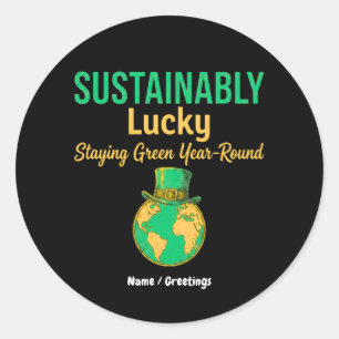 Hållbart Lucky Earth Miljövänlig Grön Livsstil Runt Klistermärke