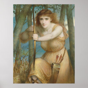 Hallé Female-jakten i skogen Poster