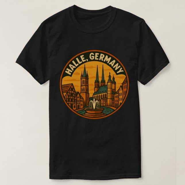 Halle Tyskland Stadstorn T Shirt (Design framsida)