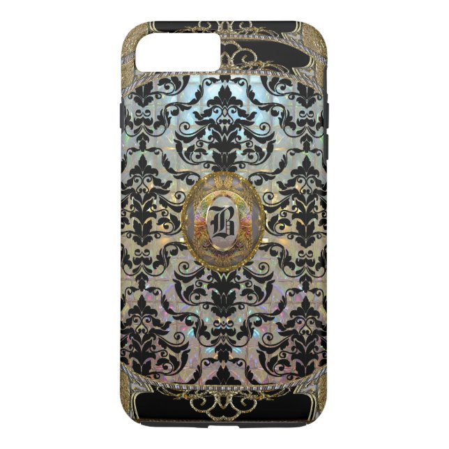 Halleesham Elegant Damask Monogram Plus Case-Mate iPhone Skal (Baksida)