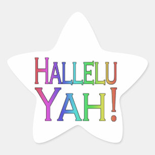 Hallelu Yah! (regnbåge) Stjärnformat Klistermärke