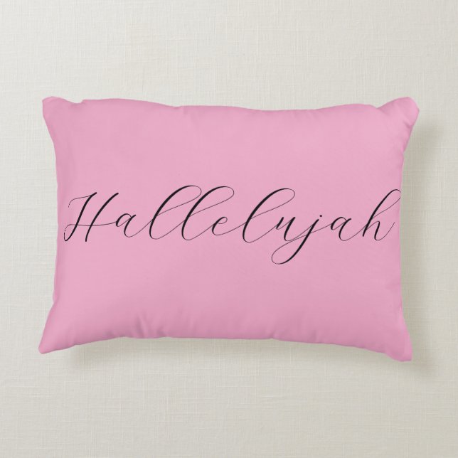 Halleluja och välsignad minimal enkel Rosa Prydnadskudde (Baksidan)