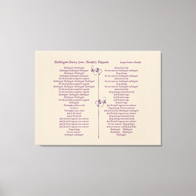 Hallelujah Chorus  Handel's Messiah purple text Canvastryck (Framsida)