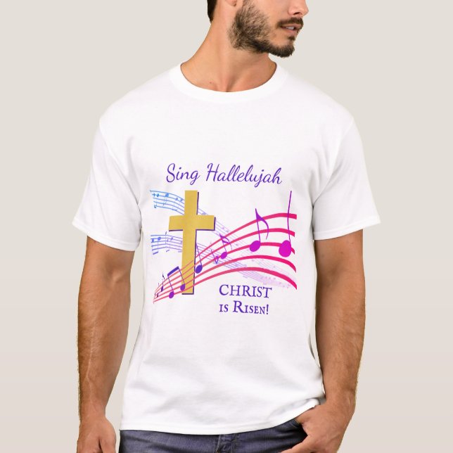 HALLELUJAH CHRIST ÄR RISEN Påsk T Shirt (Framsida)