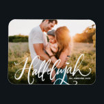 Hallelujah Modern Calligraphy-julfoto Magnet<br><div class="desc">Halleluja! Ta med dig en gnutta helgdag till ditt hem med Anpassadet Photo jul Magnet! Med den här magneten får du perfekt att visa omhuldade minnen. Du kan anpassa den med ditt favoritfoto, skapar det som ett unikt tillägg till din helgdag-dekoration. En idealisk gåva till familj och vänner - skapa...</div>