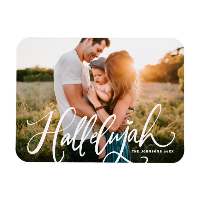 Hallelujah Modern Calligraphy-julfoto Magnet (Horisontell)