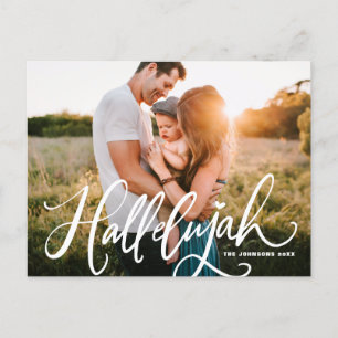Hallelujah Modern Calligraphy-julfoto Vykort