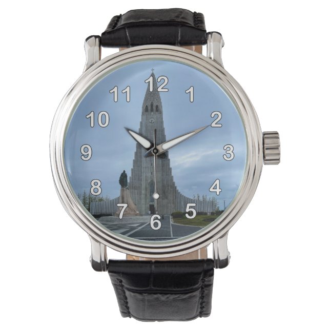 Hallgrimskirkja Church Cathedral Reykjavik Island Armbandsur (Framsida)