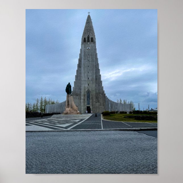 Hallgrimskirkja Church Reykjavik Island Photo Poster (Framsidan)