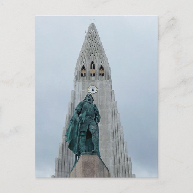 Hallgrimskirkja Church, Reykjavik, Islandet. Vykort (Framsida)