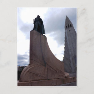 Hallgrímskirkja och Leifur Eiríksson Vykort
