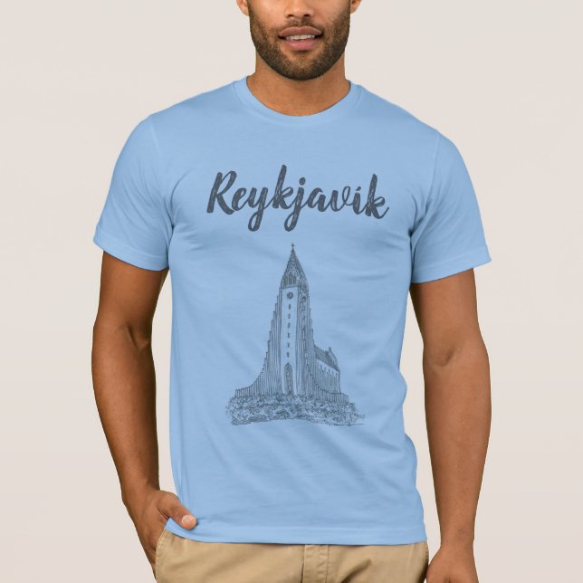 Hallgrímskirkja, Reykjavík, Island T Shirt (Framsida)