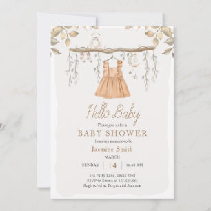 Hallo Barnkläders Girl Bohemian Baby Shower Inbjudningar