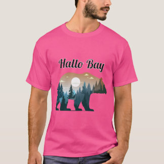 Hallo Bay Bear Silhouette with Forest Landscape in T Shirt