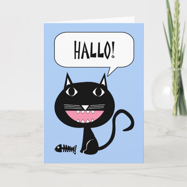 Hallo-Hej i tyska katt- och fiskben Kort (Framsida)
