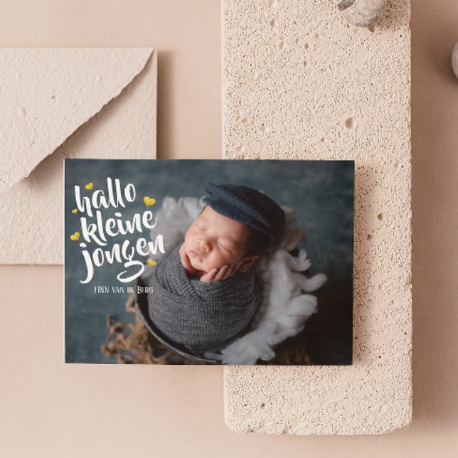 Hallo kleine jongen Gouden Hart Fotocollage Baby  Meddelande (Skapare uppladdad)
