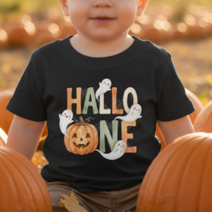 Hallo-one 1-årsfirande Baby Pumpa och Spöken T Shirt