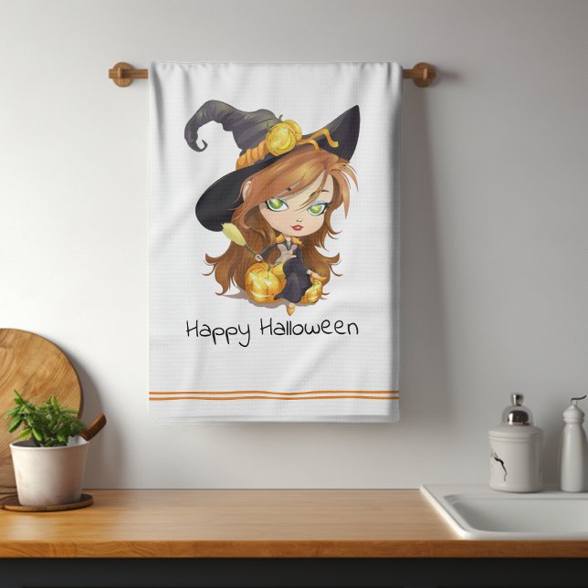 Hallo Queen Cute Witch | Halloween Kökshandduk (Skapare uppladdad)
