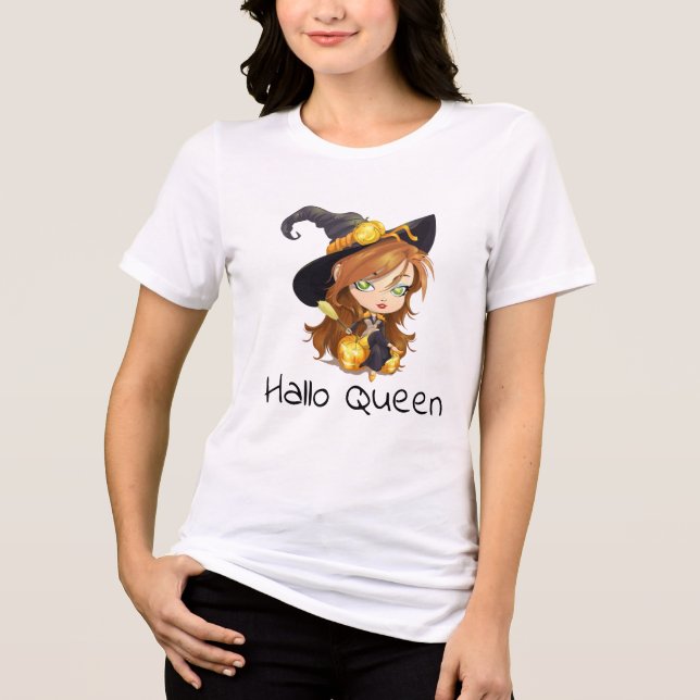 Hallo Queen | Halloween T Shirt (Framsida)