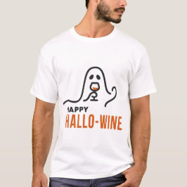 Hallo-Wine Ghost Drinking Halloween Wine Lover T Shirt
